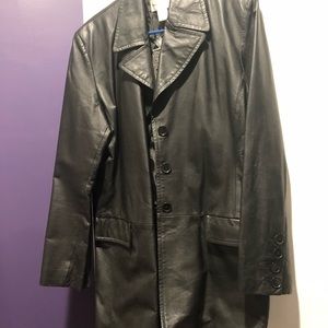 Black leather car coat!